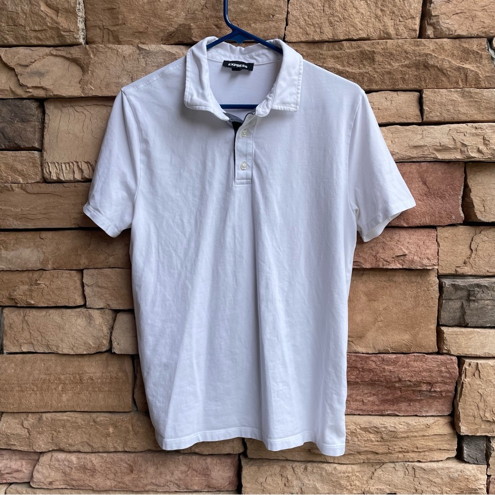 Express white short sleeve collared shirt Men Medium Like New